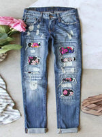 Jean stretch déchiré à ourlet brut effiloché et usé