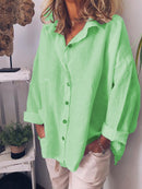 Plain Button-up Casual Long Sleeve Collared Shirt