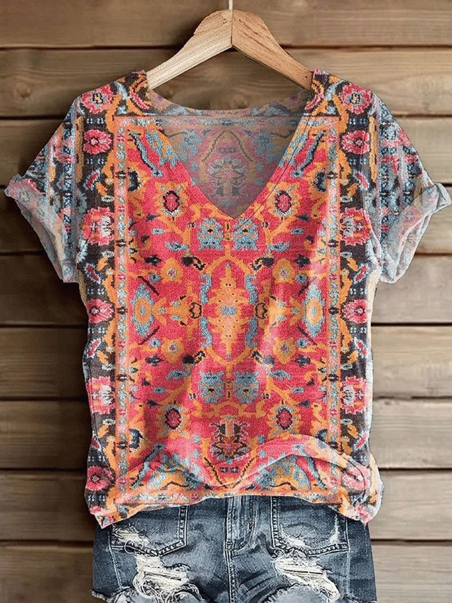 Haut à manches courtes et col en V spécial