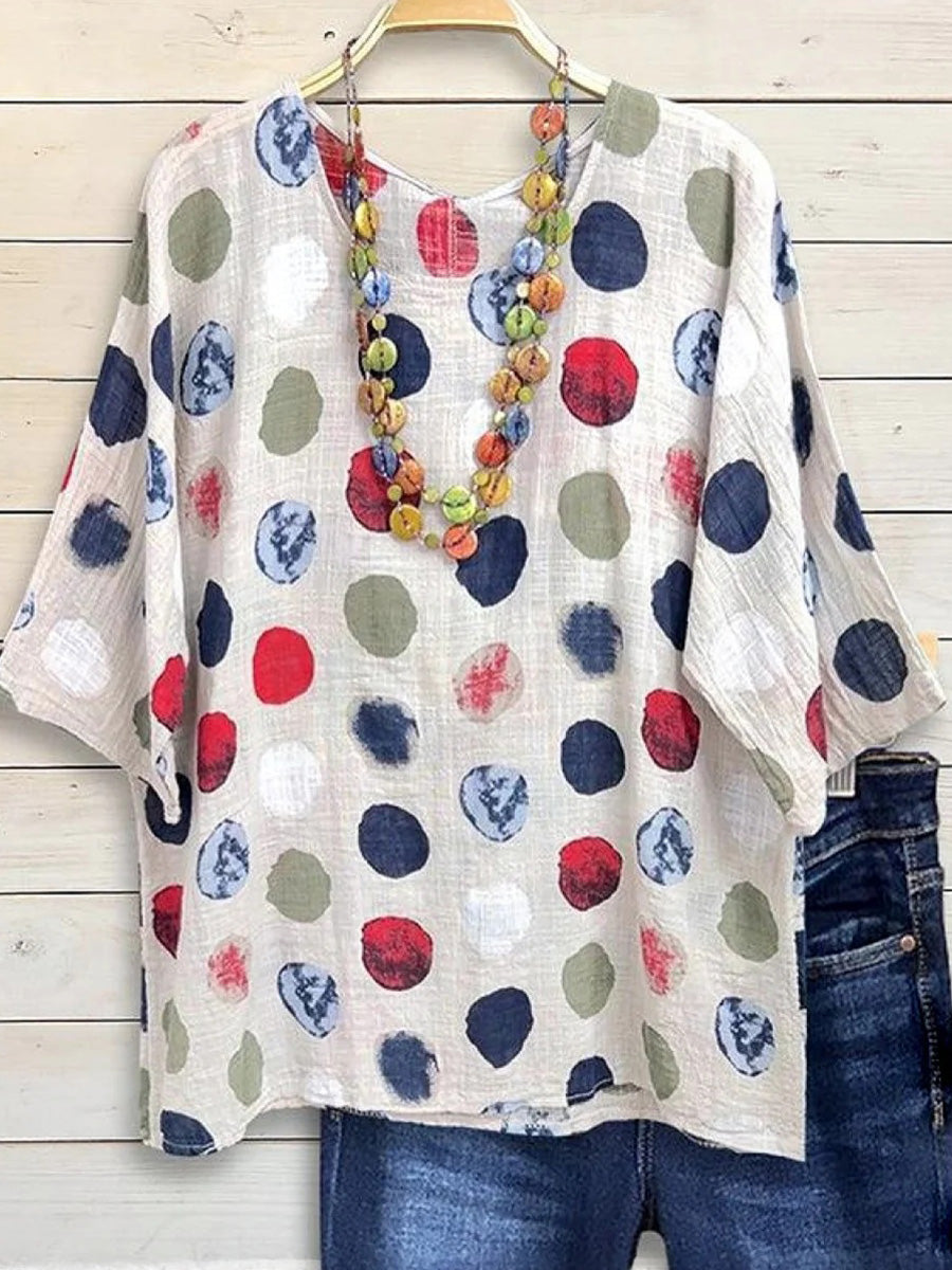 Modernes Top mit Rundhalsausschnitt und 3/4-Ärmeln