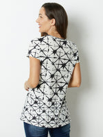 Geometric Casual V-neck Short Sleeve T-shirt