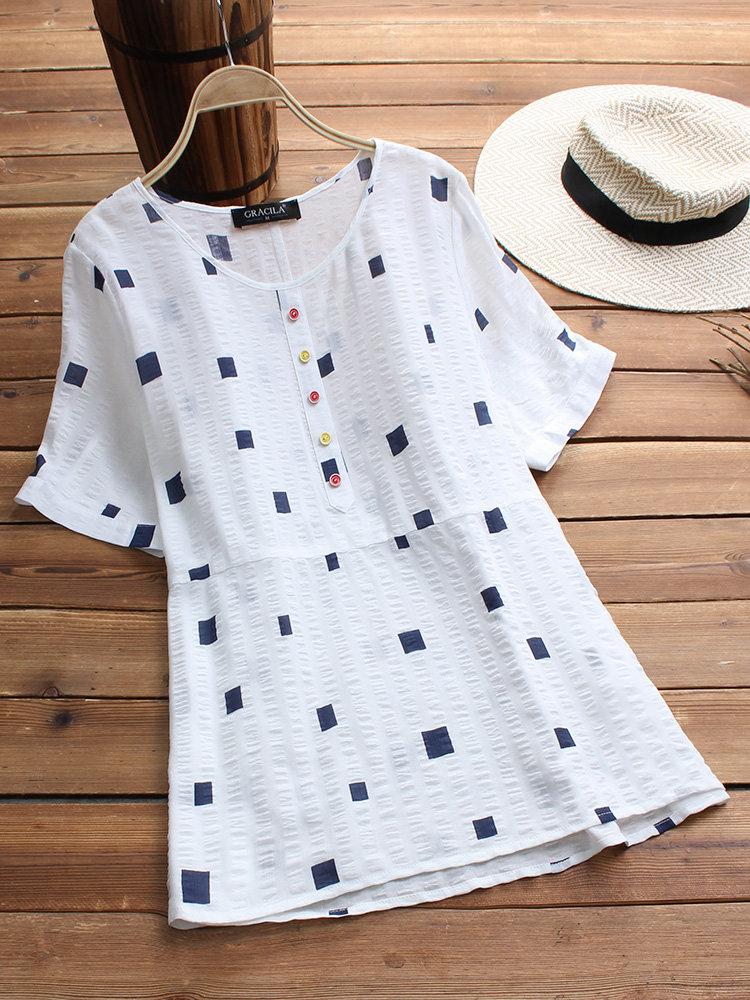 Short Sleeve Geometric Print Casual T-shirt