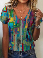 Haut élégant à col en V et manches courtes