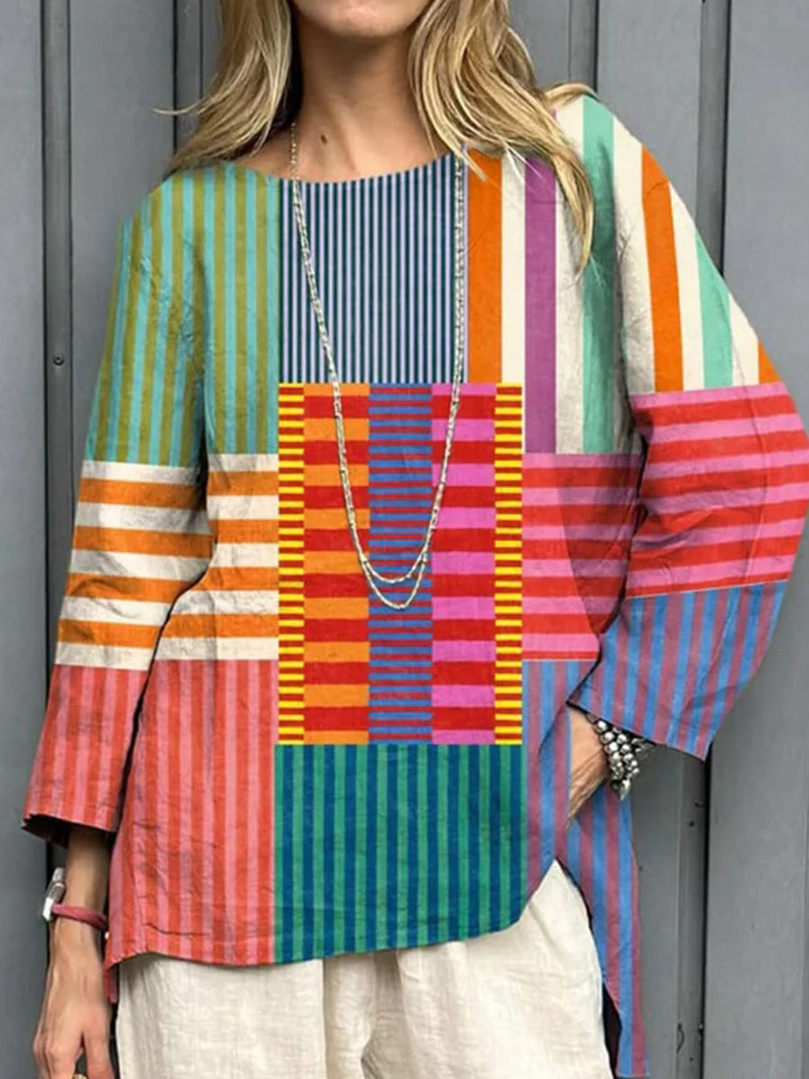 Haut populaire à col rond et manches longues