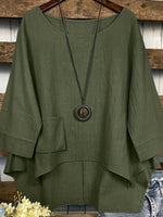 Green Plain Long Sleeve Top