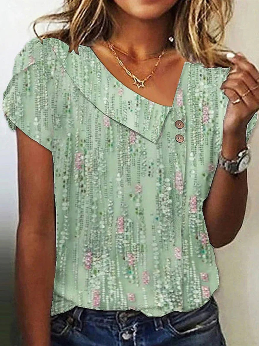 Lässige Kurzarmbluse mit Blumenmuster