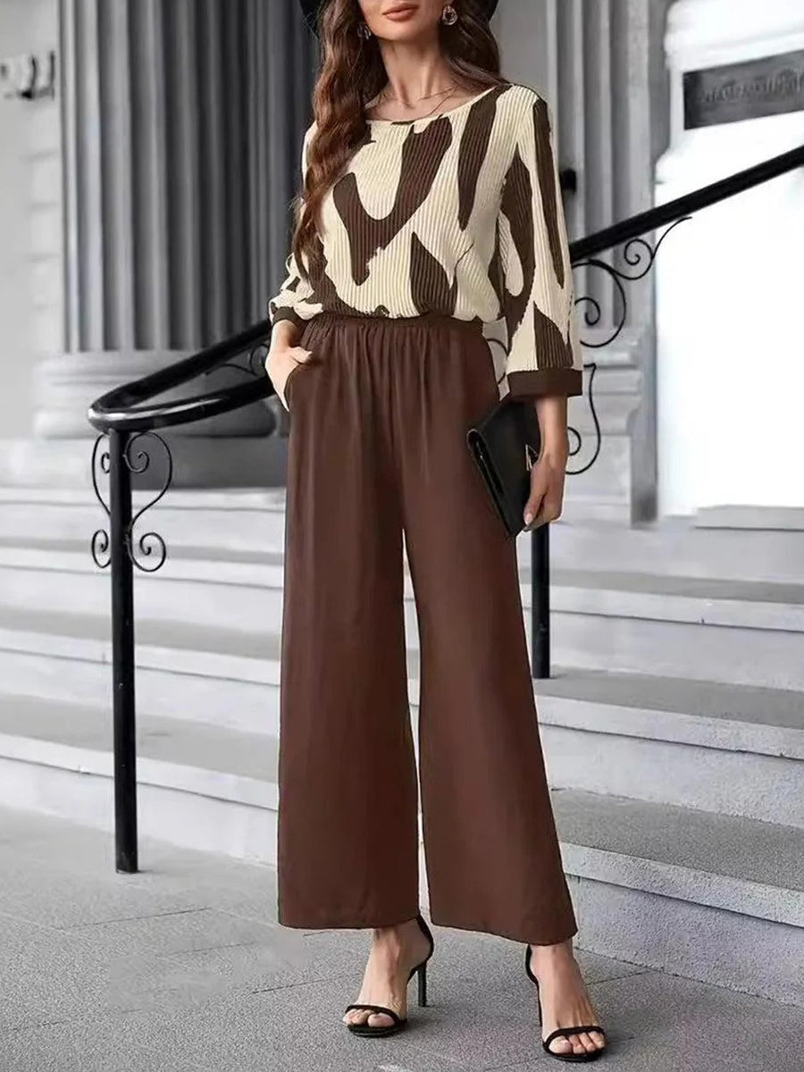 Lässiges zweiteiliges Set mit 3/4-Ärmeln