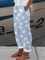 Lässige Freizeithose mit botanischem Blumenmuster