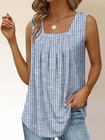 Haut sans manches à rayures et col carré très populaire