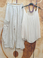 Ensembles deux pièces blancs décontractés à col rond et sans manches