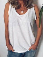 Débardeur uni sans manches à col rond