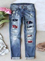 Jean stretch déchiré à ourlet brut effiloché et usé