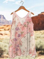 Luftiges, ärmelloses Tanktop mit V-Ausschnitt und Blumenmuster