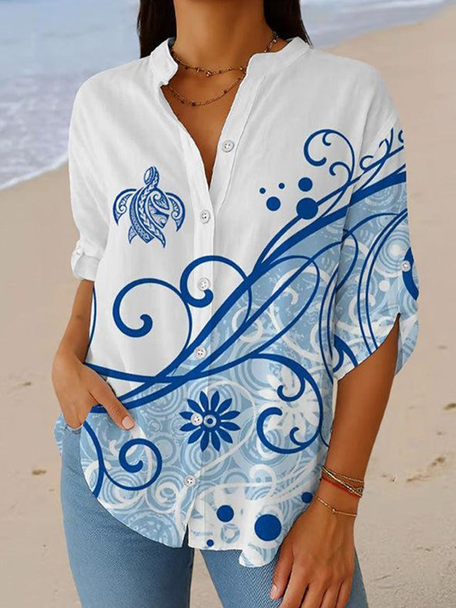 Chemise légère à manches courtes et col en V