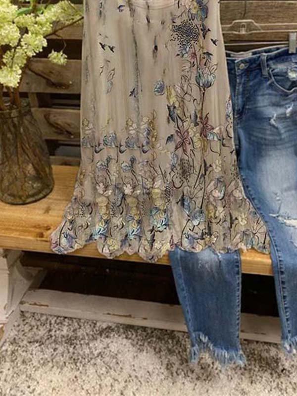 Floral Print Sleeveless Casual Tank Top