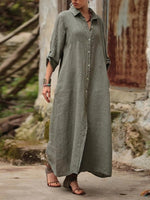 Lässiges, schlichtes Langarmkleid mit Revers