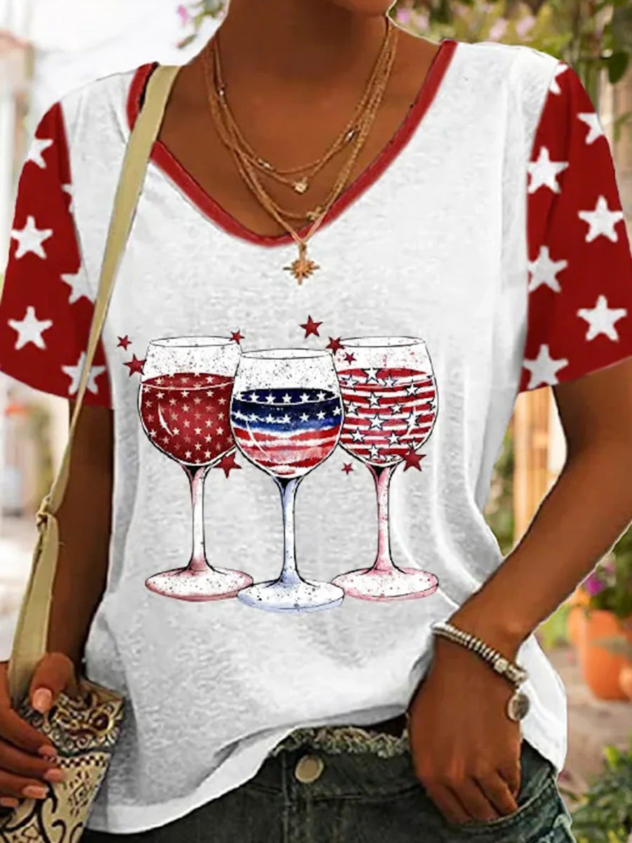 Cute Short Sleeve V-Neck Top