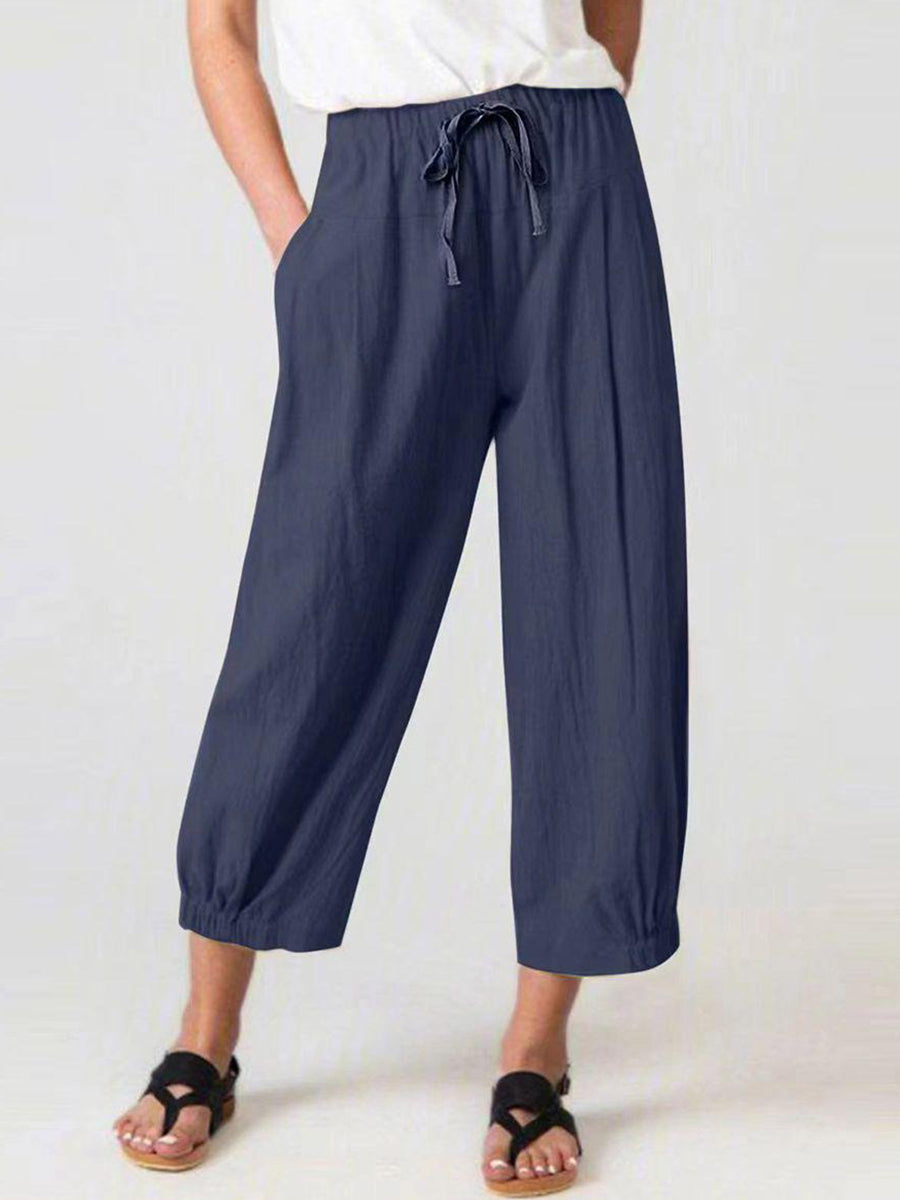 Navy Plain Side Pocket Pants