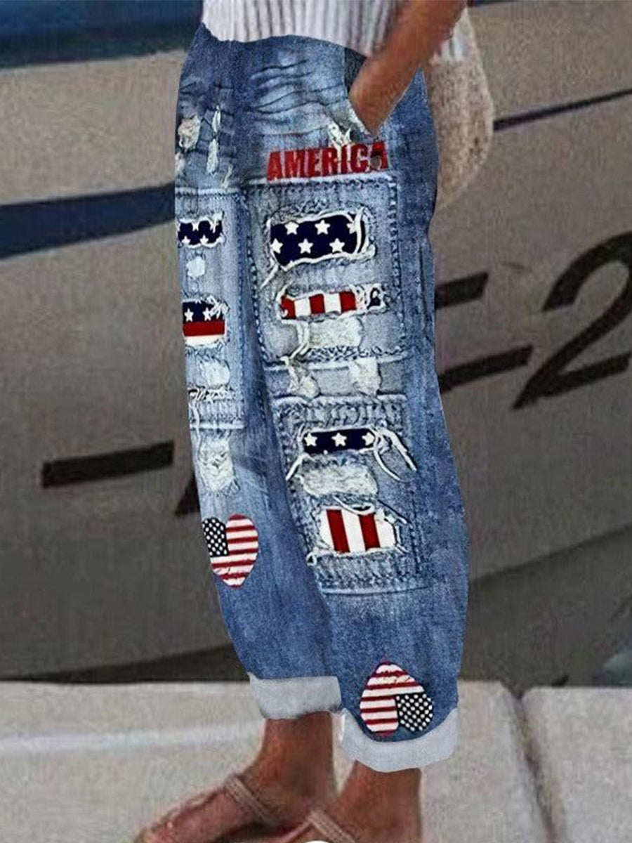 Pantalon bleu à poches latérales Temperament