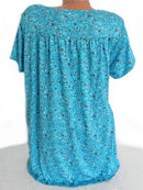 Print Floral Short Sleeve V-neck Blouse