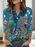 Luftiges Langarmshirt mit V-Ausschnitt