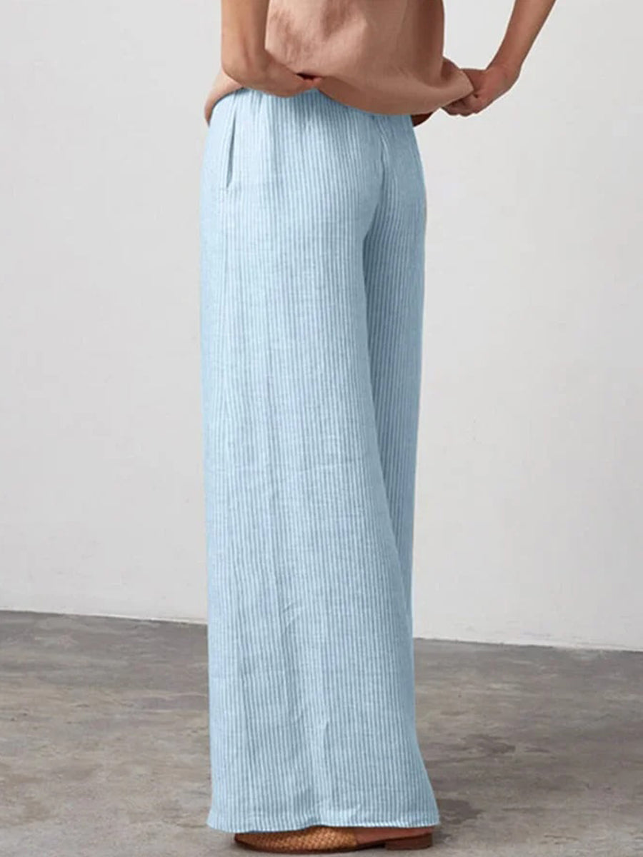 Pantalon décontracté à poches rayées pour femme