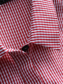 Casual Plaid Print Side Buttons Irregular Long Sleeve Blouse