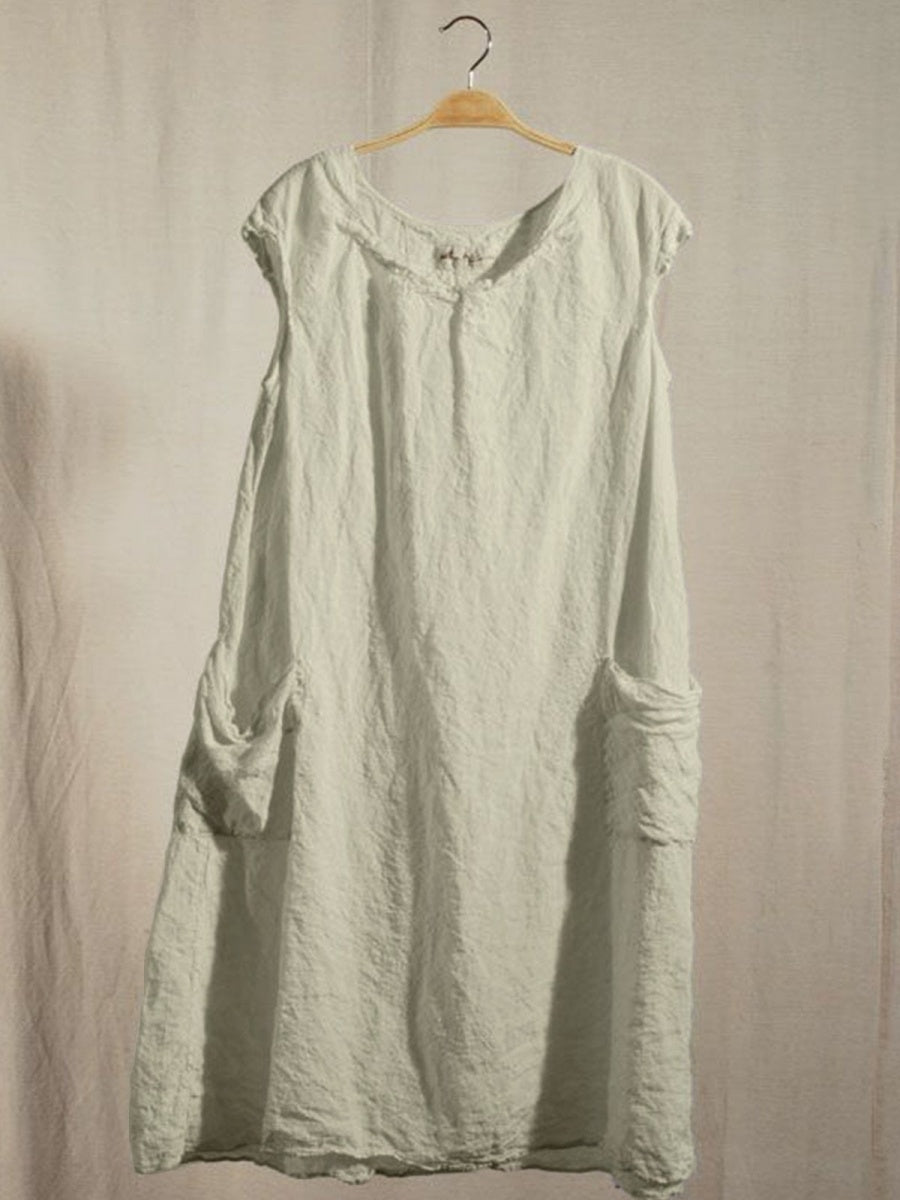 Robes droites sans manches à poches pour femmes