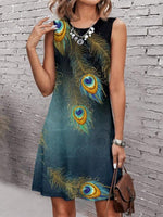 Funny Peacock Feather Print Dress