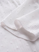 Jacquard Pleated Lace Hollow Out V-neck Plus Size Blouse