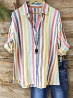 Lässiges, gestreiftes Langarmhemd mit Reverskragen