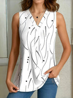 Lässiges ärmelloses Tanktop mit V-Ausschnitt und Polka-Dots