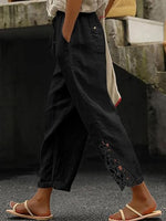 Pantalon décontracté léger pour femme avec taille élastique à cordon et poches