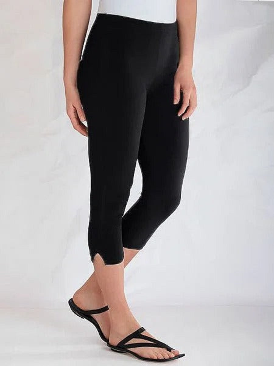 Leggings capri noirs unis décontractés