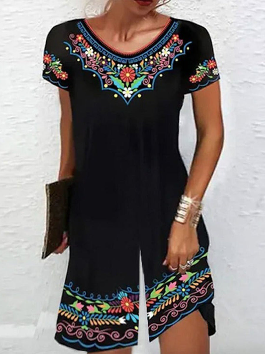 Eleganter Kurzarm-Jumpsuit mit Print