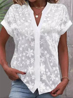 Loose Raglan Sleeve Embroidered See-Through Solid Color Split-Joint Stand Collar Tops