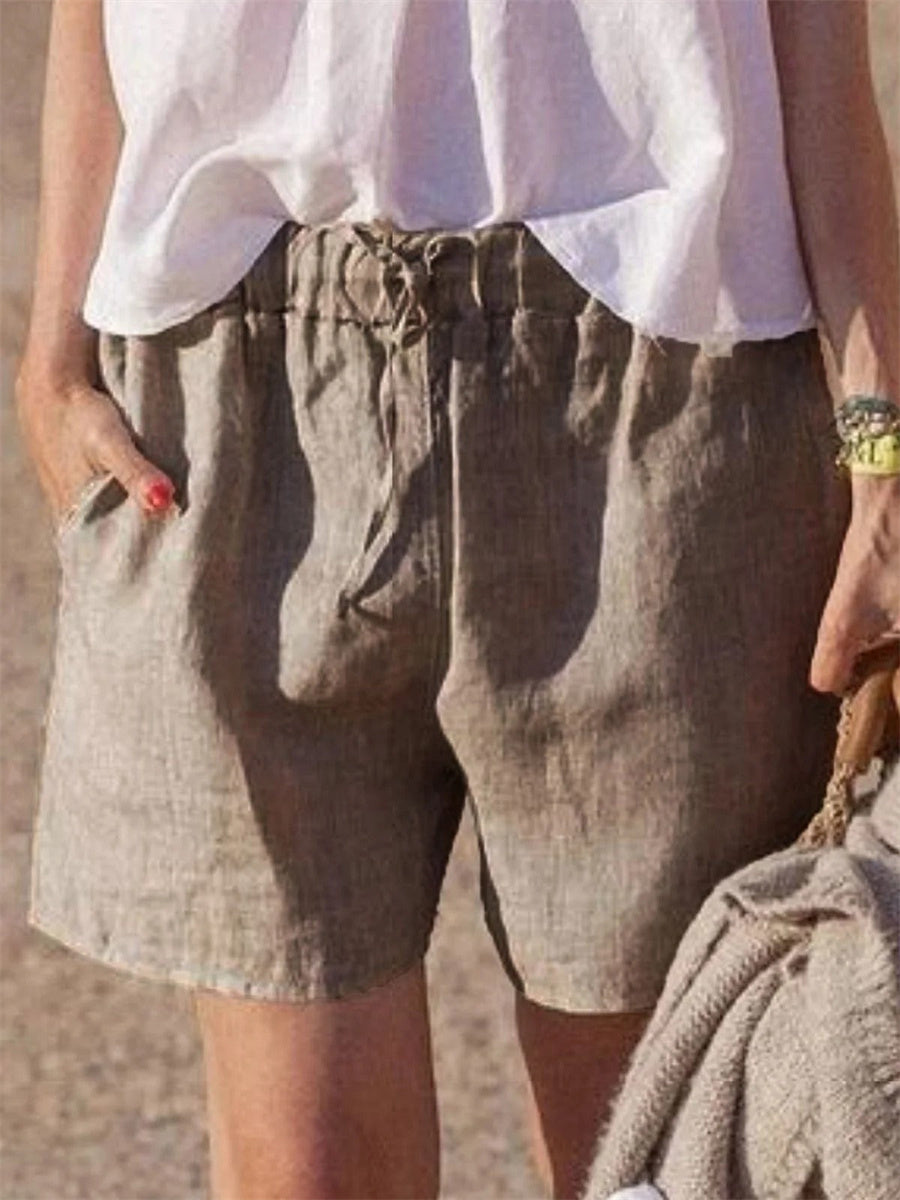 Daily Plain Comfort Straight Cotton Shorts