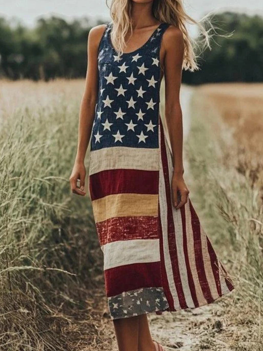 Elegantes ärmelloses Midikleid mit Rundhalsausschnitt