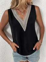 Loose Sleeveless Split-Joint V-Neck Blouse