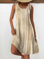 Casual Vintage Round Neck Sleeveless Dress