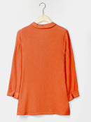 Solid Casual Stand Collar Long Sleeve Blouse