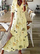 Women’s Floral Print V-Neck Half Sleeve Casual Maxi Dress
