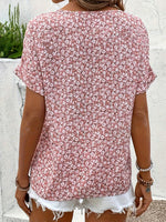 Summer Ditsy Floral Notched Daily Going Out Casual Top