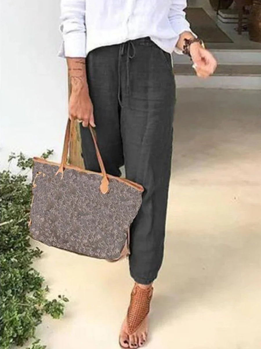 Pantalon décontracté uni pour femme