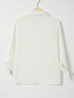 Chemisier à manches longues, col à nœud papillon, couleur unie, avec boutons