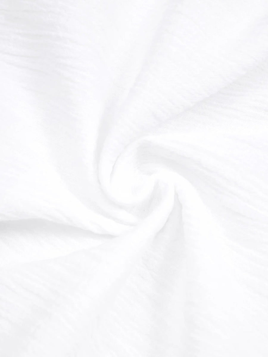 Chemisier blanc confortable à col rond et manches 3/4