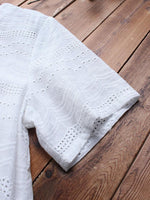 Bohemian Embroideried Short Sleeve Button Casual Blouse
