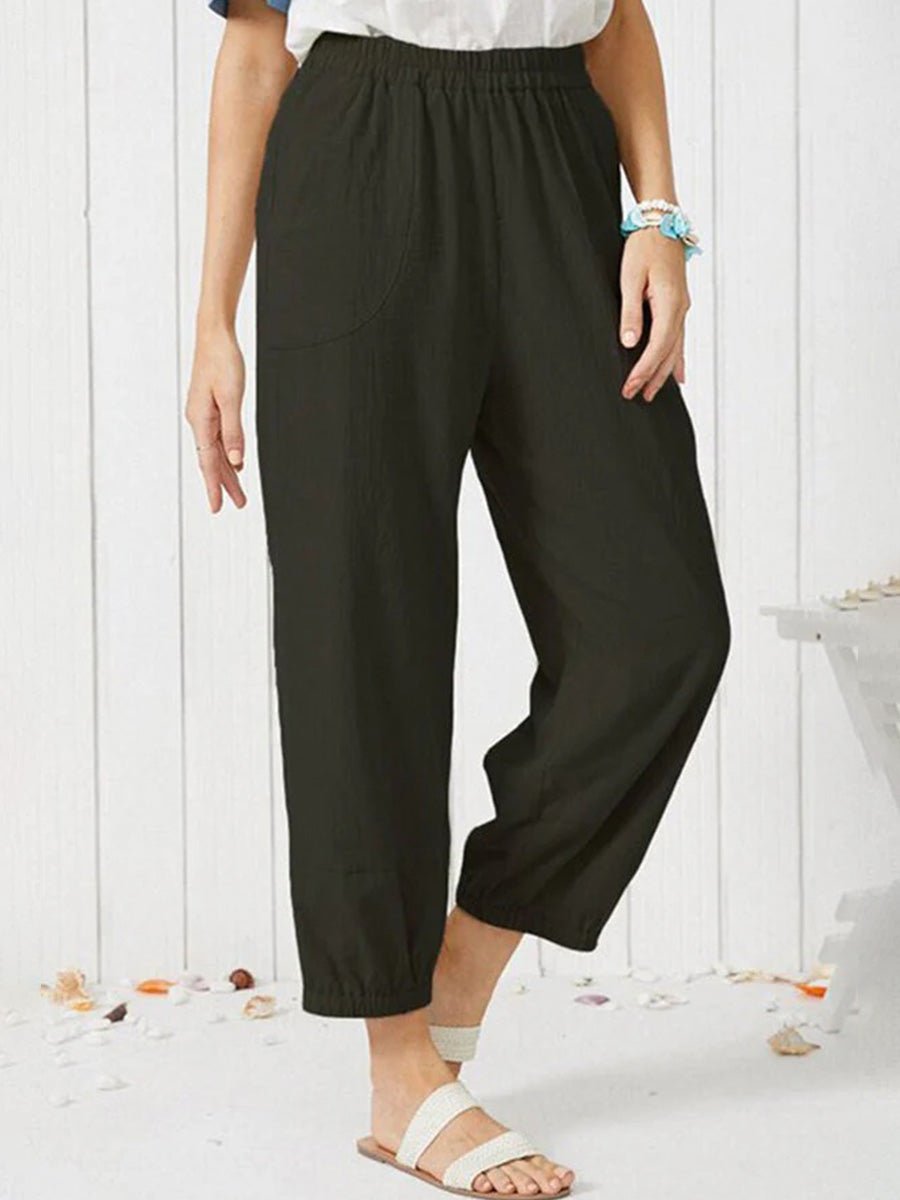 Pantalon décontracté en pur lin