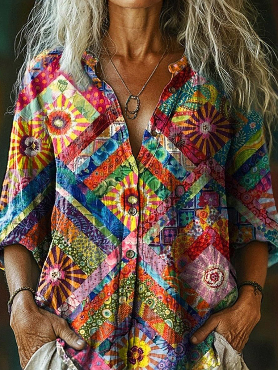 Besonderes mehrfarbiges Langarmshirt