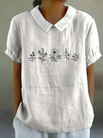 Lässige Kurzarmbluse mit Blumenmuster